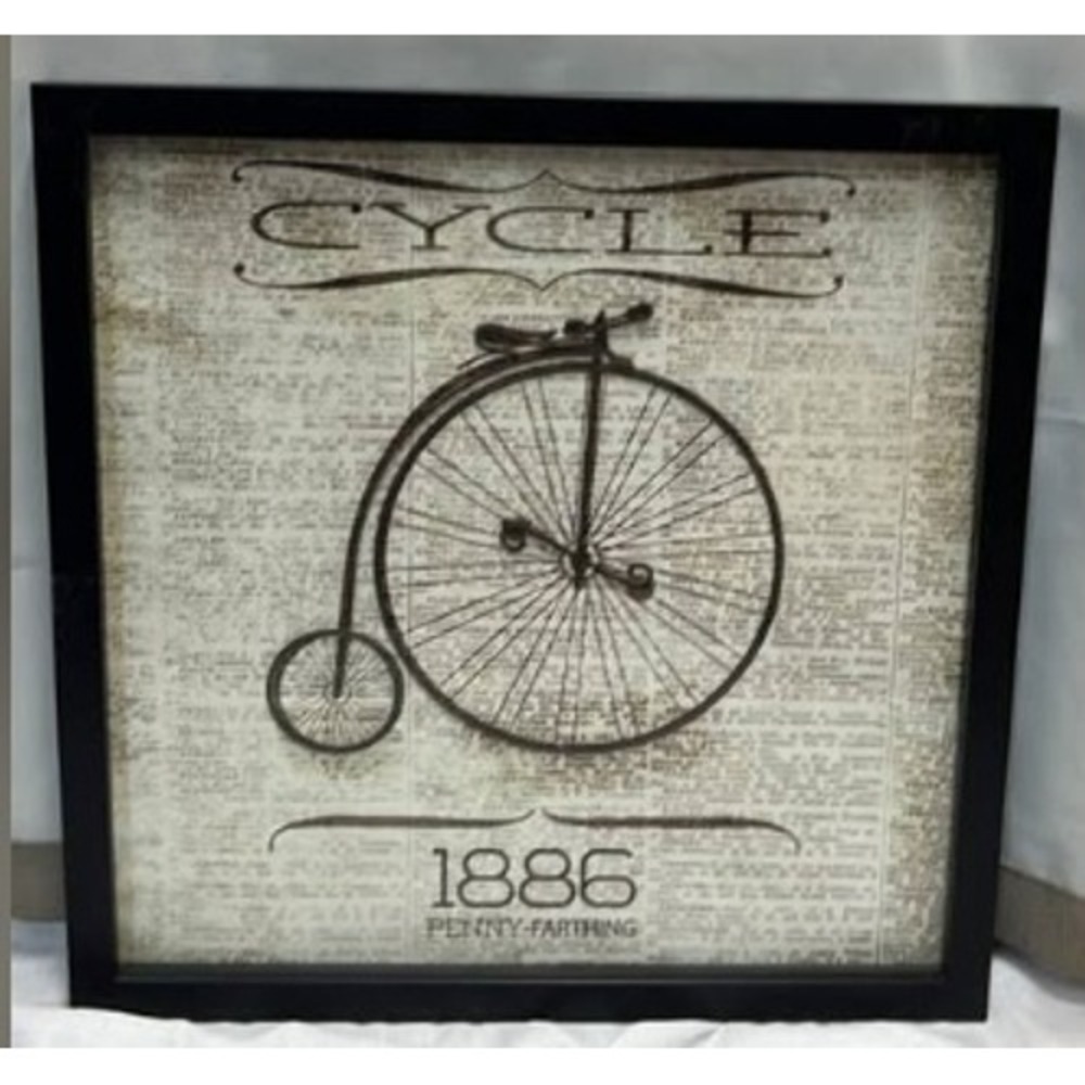 Vintage 20x20 Metal‎ Art Beige Brown Black Frame Print Name: Vintage Bicycle